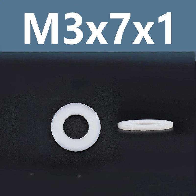 1000pcs /Pack Nylon Flat Washer Insulating Round Spacers M3x7x1