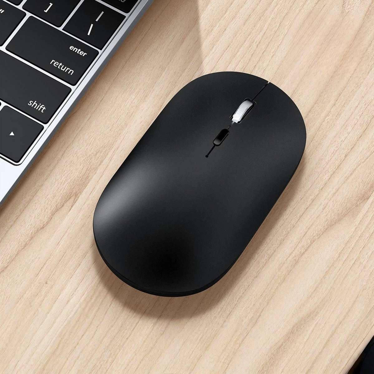 Dual Mode Wireless Bluetooth Mouse Type-C Rechargeable Slim Silent Mouse with 3D Alloy Scroll Wheel