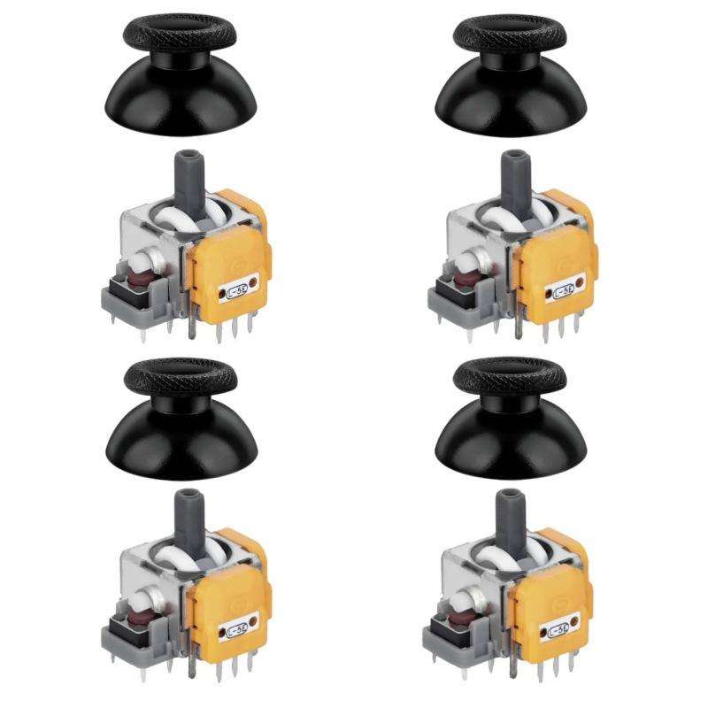 4 Sets For PS5 Controller GINFULL Gen 4 Hall Effect Joystick Replacement 3D Analog Module & Cap