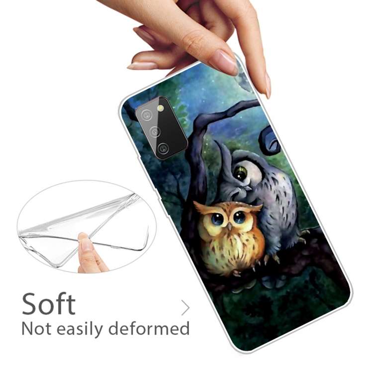 For Samsung Galaxy A02s Shockproof Painted Transparent TPU Protective Case(Owl)...