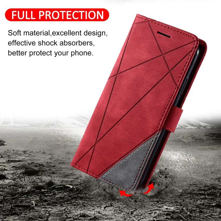 For Samsung Galaxy A03 164mm Skin Feel Splicing Leather Phone Case(Red)