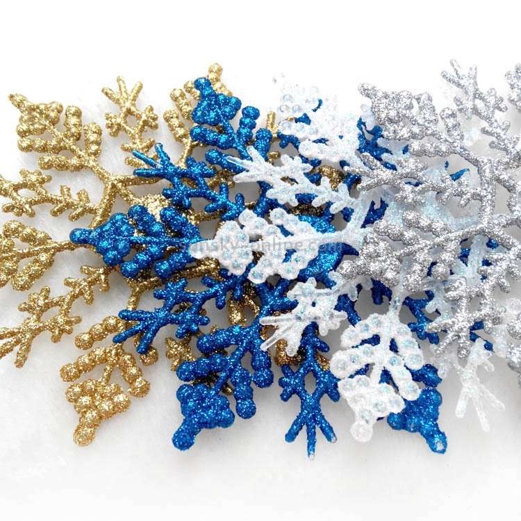 12 PCS Christmas Tree Ornaments Acrylic Snowflake Pieces Decorative Pendant Loose Powder, Diamete...