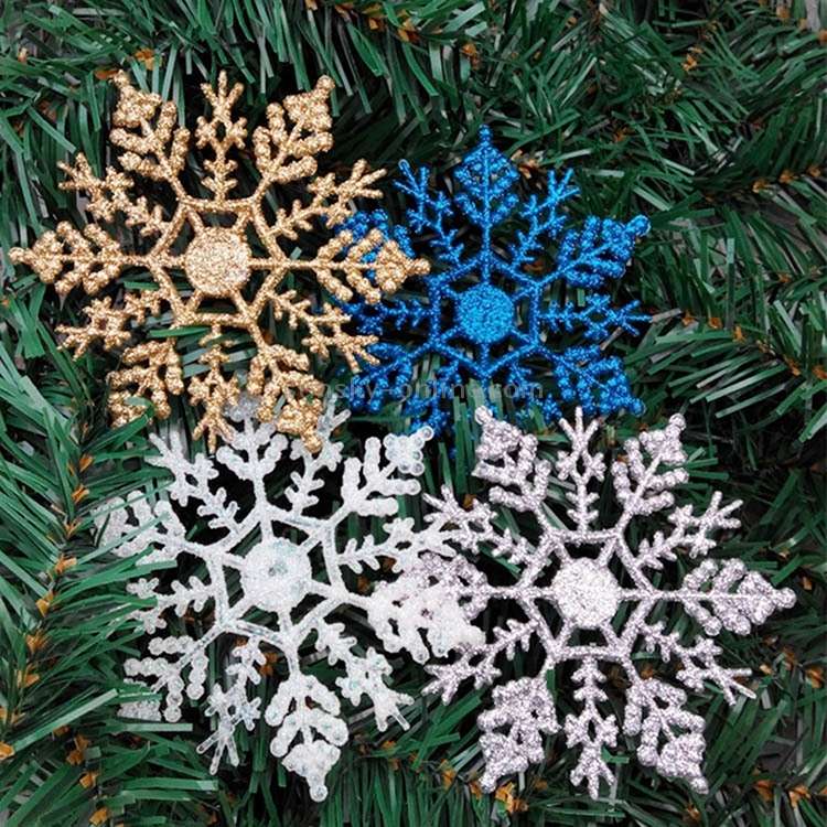 12 PCS Christmas Tree Ornaments Acrylic Snowflake Pieces Decorative Pendant Loose Powder, Diamete...