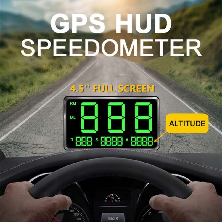 Kingneed C80 4.5inch HUD Car Head-up Display GPS Speed Meter Overspeed Alarm Mileage Altitude Clo...