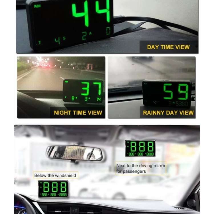 Kingneed C80 4.5inch HUD Car Head-up Display GPS Speed Meter Overspeed Alarm Mileage Altitude Clo...