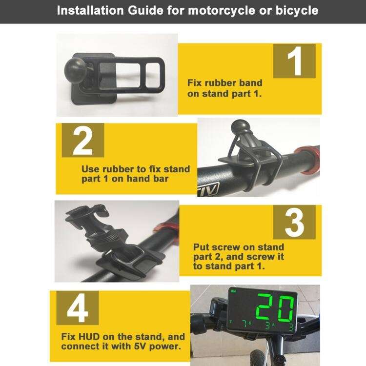 Kingneed C80 4.5inch HUD Car Head-up Display GPS Speed Meter Overspeed Alarm Mileage Altitude Clo...