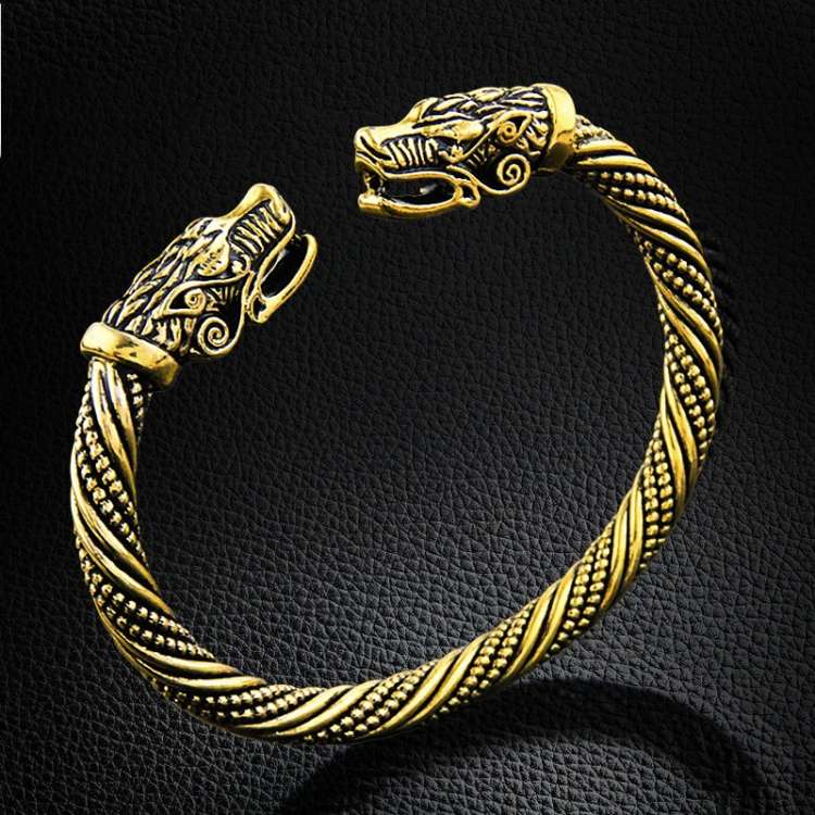 Men Wristband Cuff Dragon-Head Viking Bracelet Jewelry Fashion Accessories(Antique Silver Plated)...