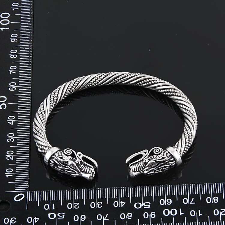 Men Wristband Cuff Dragon-Head Viking Bracelet Jewelry Fashion Accessories(Antique Silver Plated)...