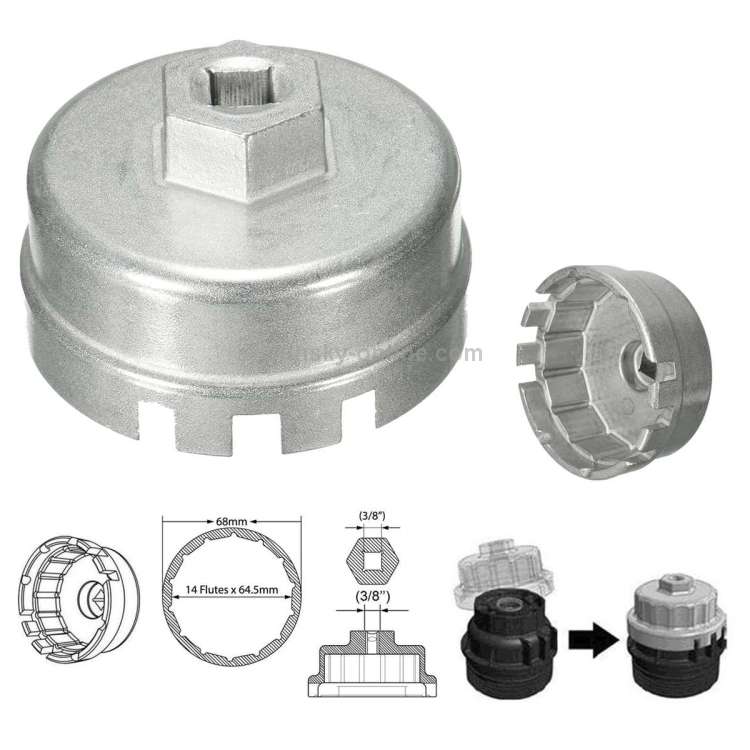 64.5mm Aluminum Oil Filter Wrench Cap Socket Remover Tool for Lexus Toyota Corolla Highlander RAV...