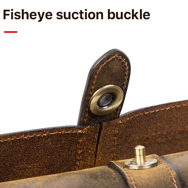 CONTACTS FAMILY CF1117 Retro Crazy Horse Texture Leather Watch Box Round Buckle Storage B...(Coffee)