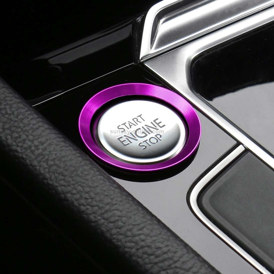 Car Engine Start Key Push Button Ring Trim Aluminum Alloy Sticker Decoration for Volkswagen(Purple