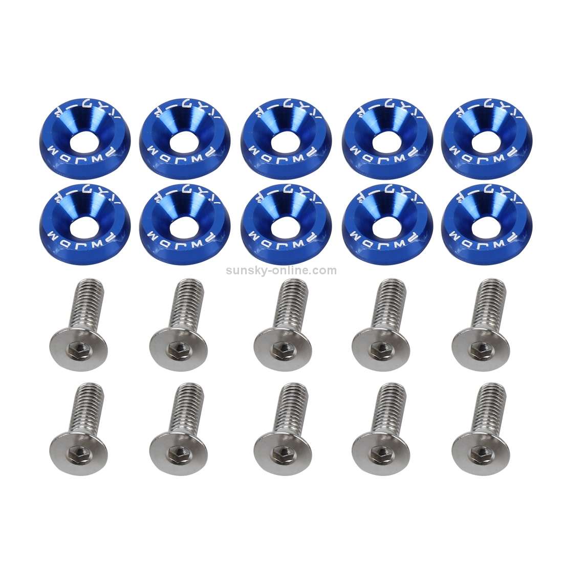 10 PCS Car Modified Screw Gaskets Bodywork Stainless Steel Gasket Bolts, Diameter: 19mm(Blue)