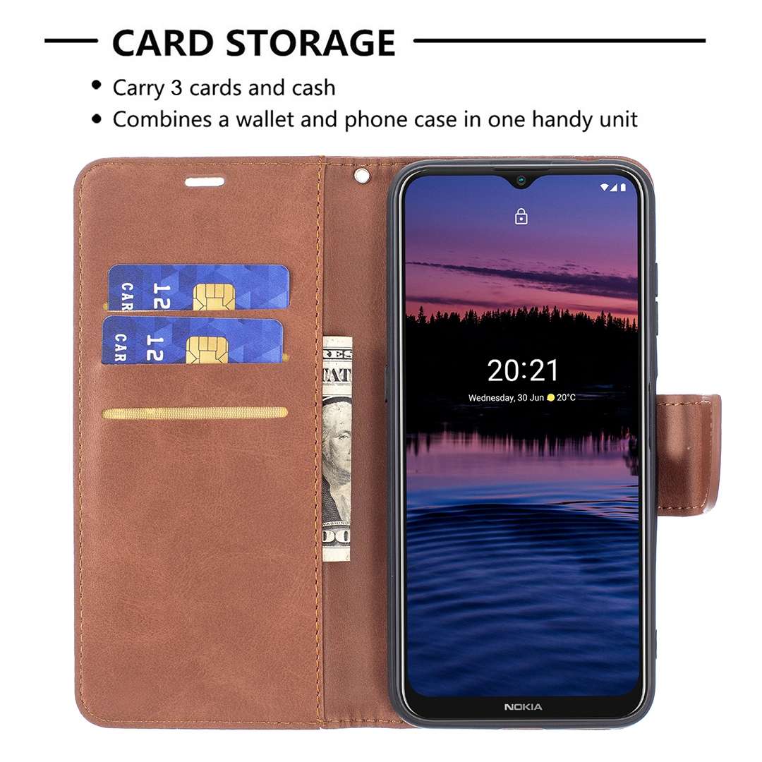 For Nokia G20 / G10 Retro Lambskin Texture Pure Color Horizontal Flip PU Leather Case with Holder