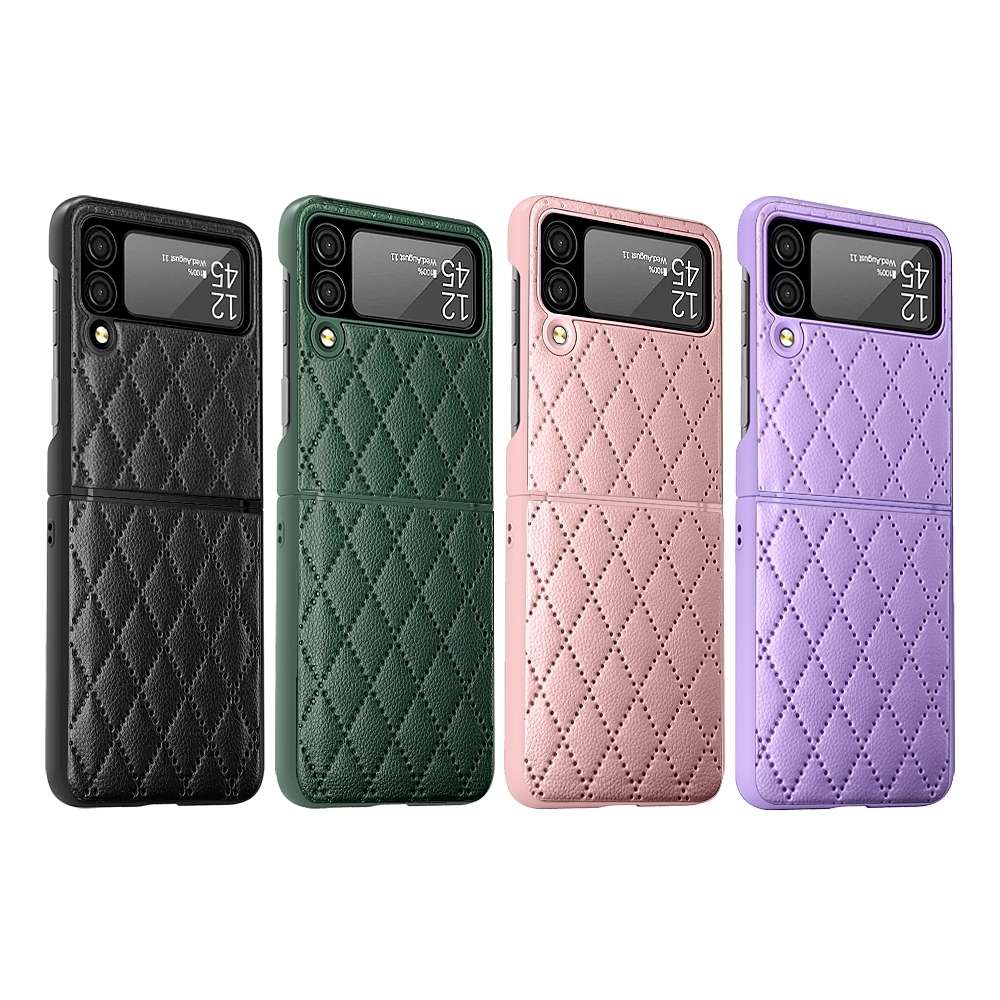 For Samsung Galaxy Z Flip4 Diamond Lattice Hinge Phone Case(Black)