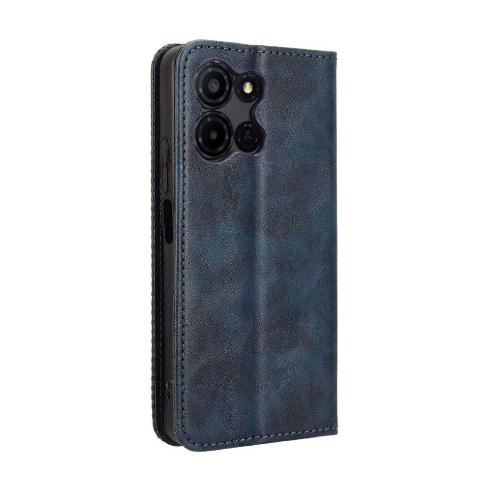 For TCL K32 5G / K33 5G Magnetic Buckle Retro Texture Leather Phone Case(Blue)