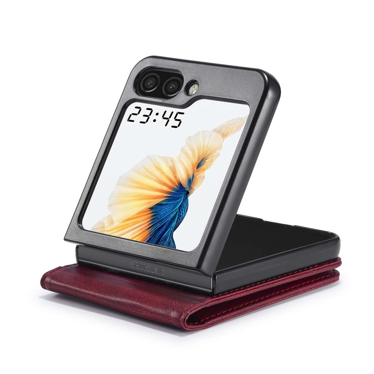For Samsung Galaxy Z Flip5 LC.IMEEKE RFID Anti-theft Leather Phone Case(Red)