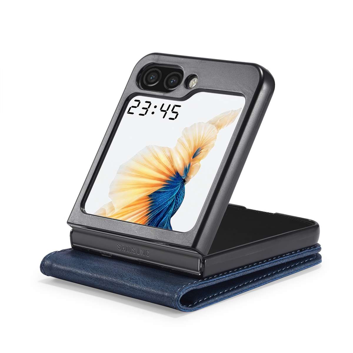 For Samsung Galaxy Z Flip5 LC.IMEEKE RFID Anti-theft Leather Phone Case(Blue)