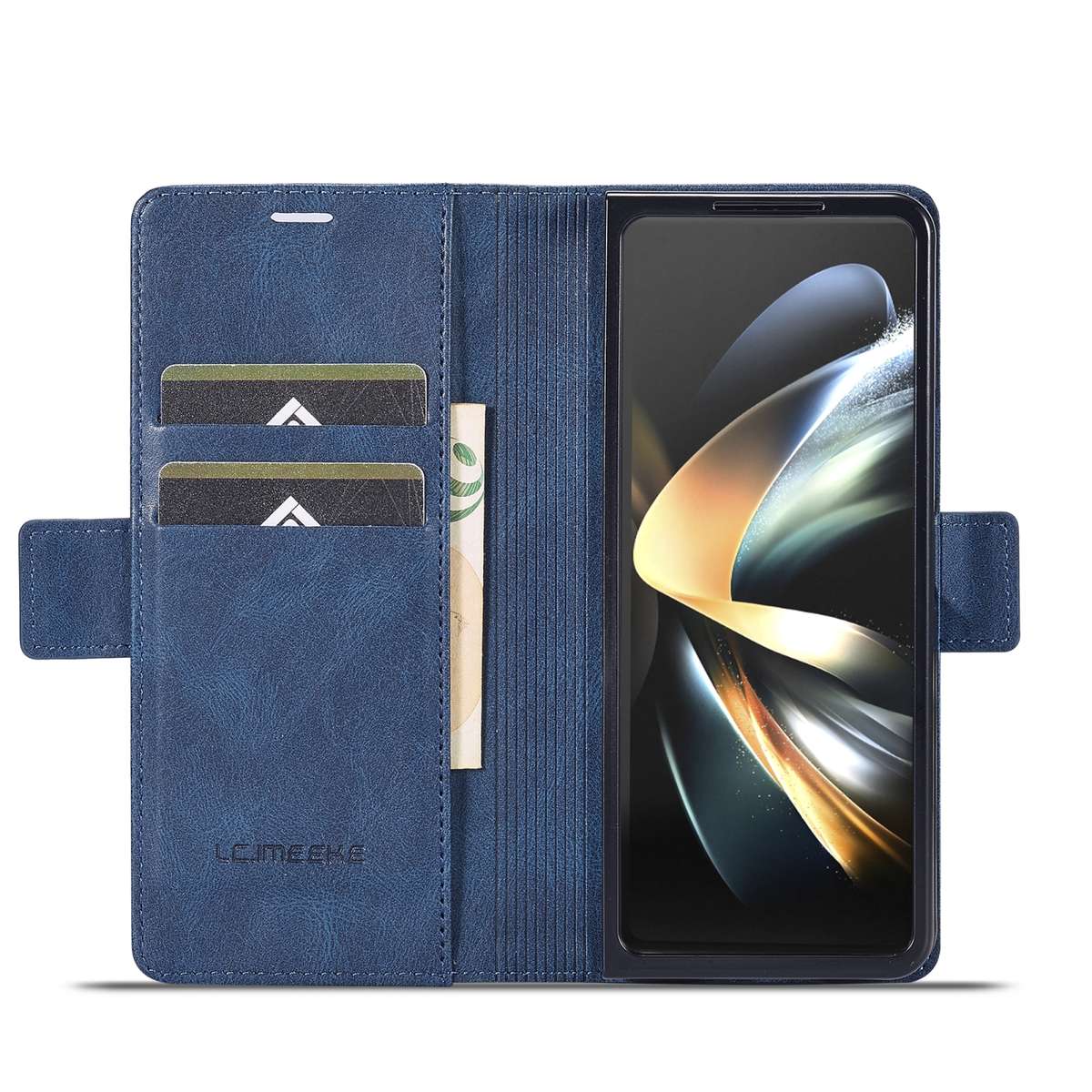 For Samsung Galaxy Z Fold5 LC.IMEEKE RFID Anti-theft Leather Phone Case(Blue)