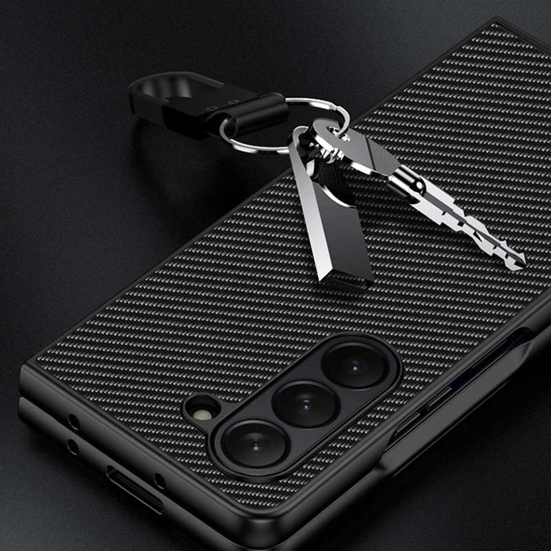 For Samsung Galaxy Z Fold5 Ultra-thin Carbon Fiber Texture Printing Phone Case(Black)