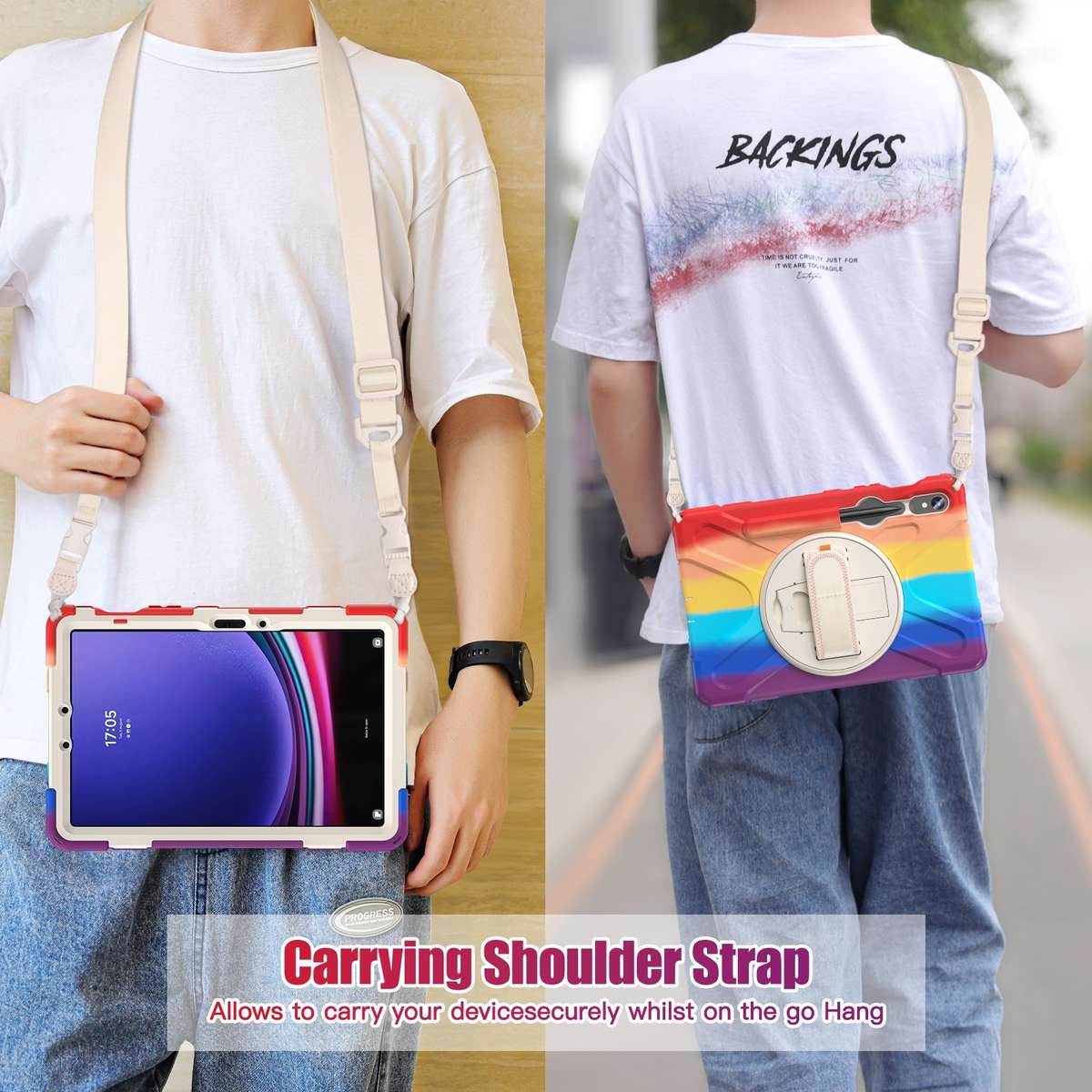 For Galaxy Tab S10 FE / S9 FE / S9 / S8 / S7 Rotatable Kickstand Grip Heavy Duty Hard Rugged Table