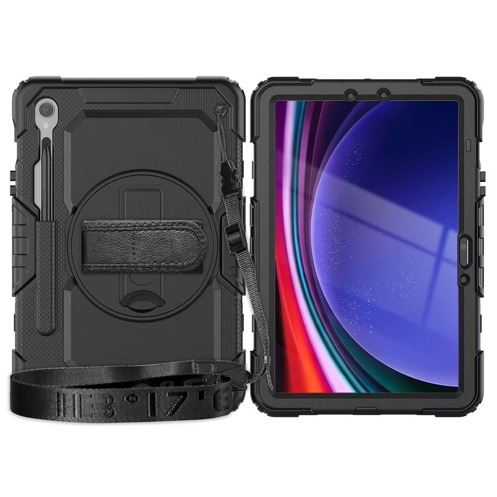 For Samsung Galaxy Tab S9 / S9 FE / S10 FE Lucky Wheel Grip Silicone Hybrid PC Tablet Case with Sh