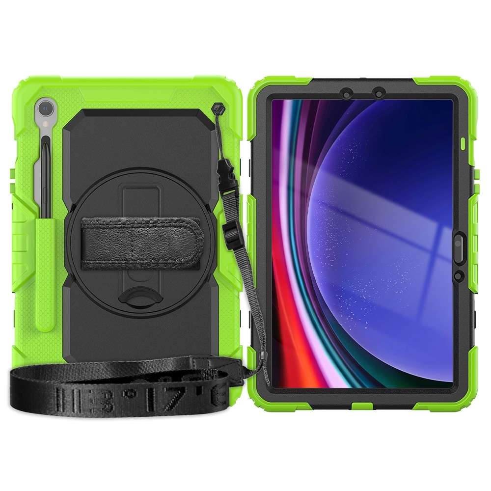 For Samsung Galaxy Tab S9 / S9 FE / S10 FE Lucky Wheel Grip Silicone Hybrid PC Tablet Case with Sh