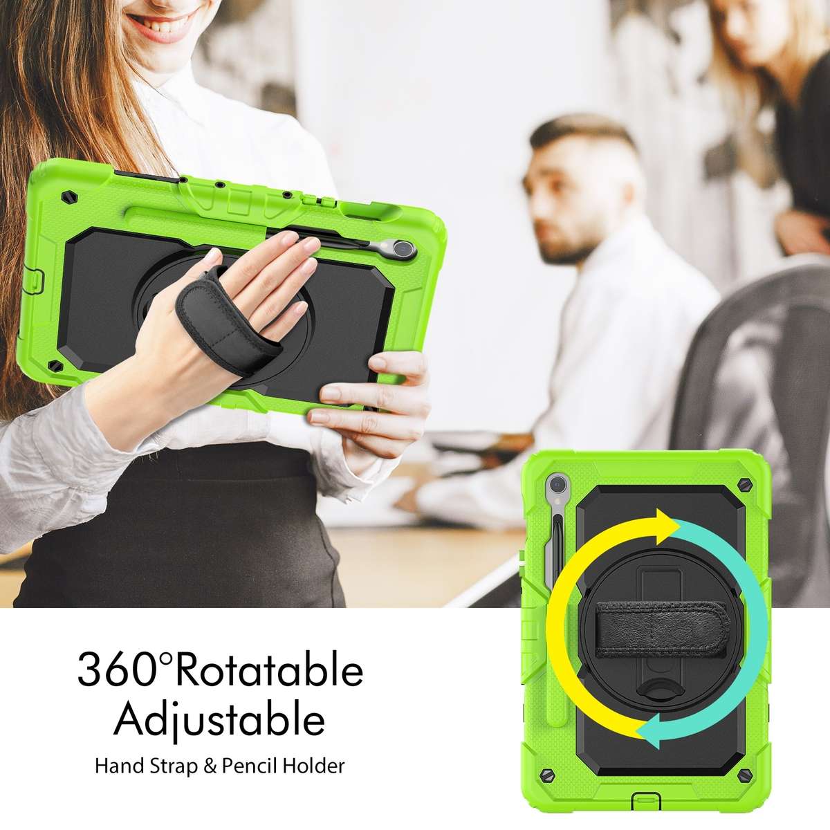 For Samsung Galaxy Tab S9 / S9 FE / S10 FE Lucky Wheel Grip Silicone Hybrid PC Tablet Case with Sh