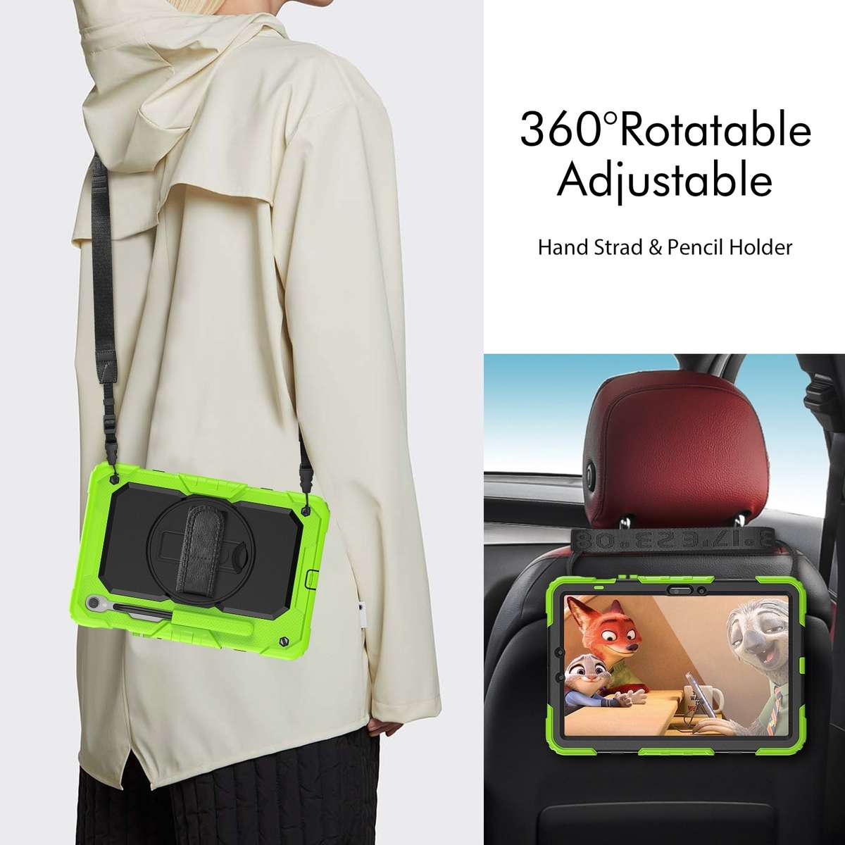 For Samsung Galaxy Tab S9 / S9 FE / S10 FE Lucky Wheel Grip Silicone Hybrid PC Tablet Case with Sh