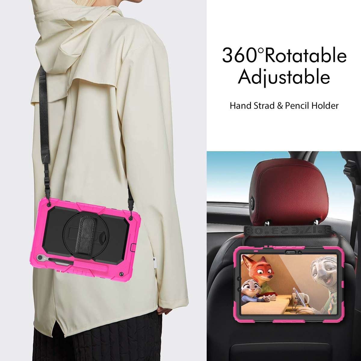 For Samsung Galaxy Tab S9 / S9 FE / S10 FE Lucky Wheel Grip Silicone Hybrid PC Tablet Case with Sh