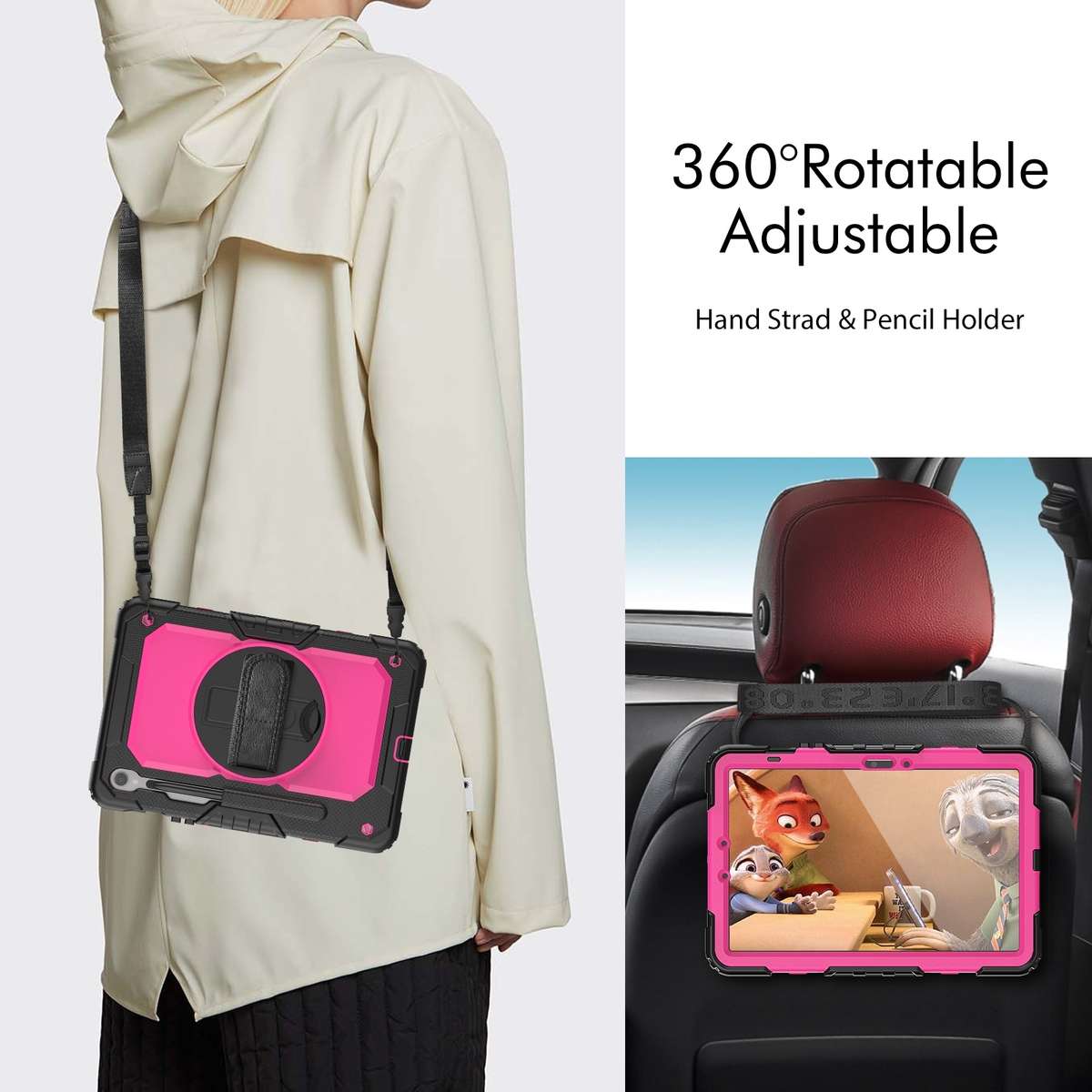 For Samsung Galaxy Tab S9 / S9 FE / S10 FE Lucky Wheel Grip Silicone Hybrid PC Tablet Case with Sh