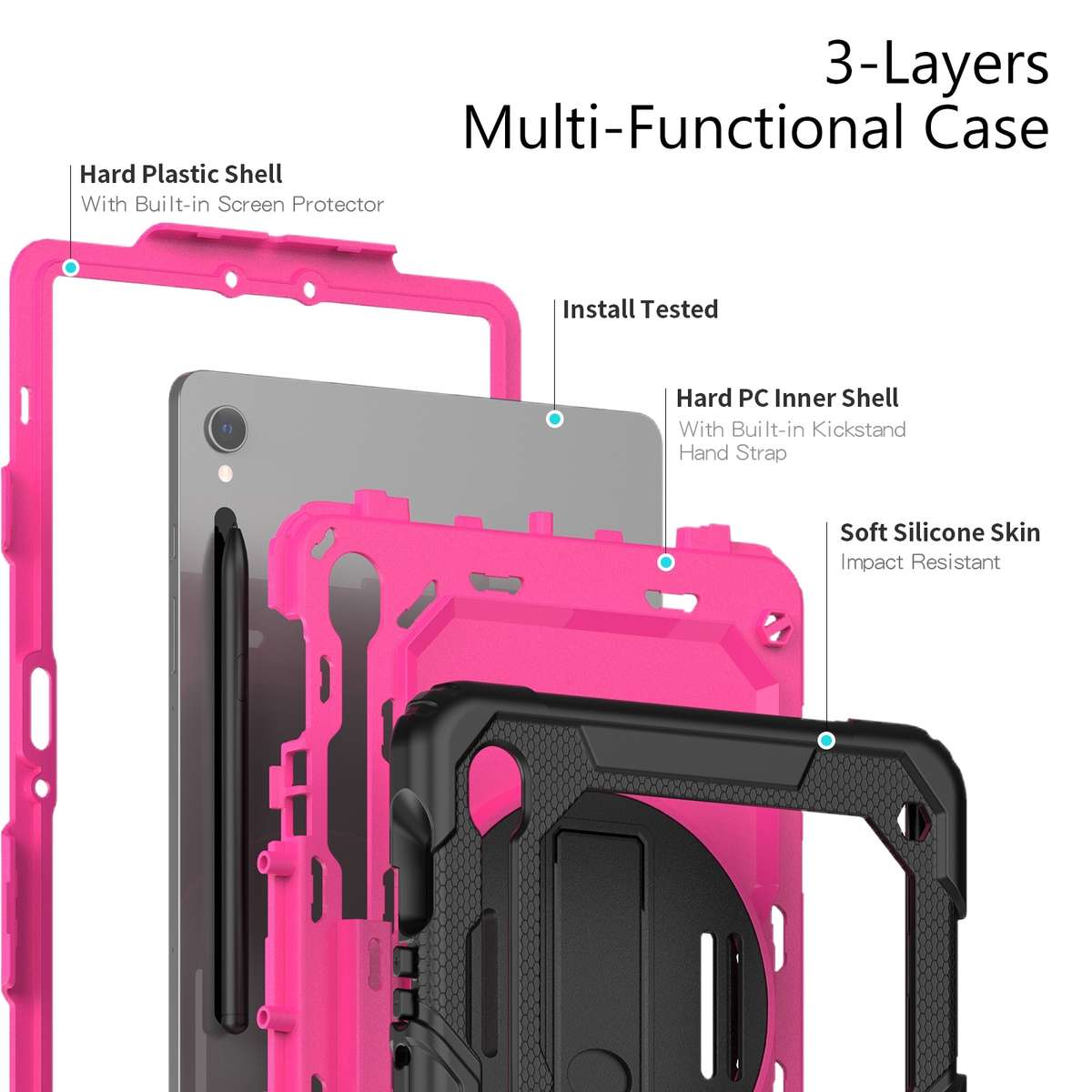 For Samsung Galaxy Tab S9 / S9 FE / S10 FE Lucky Wheel Grip Silicone Hybrid PC Tablet Case with Sh