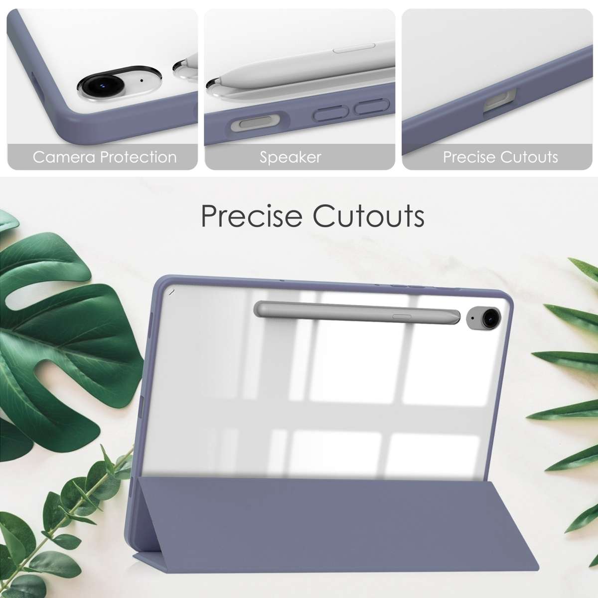 For Samsung Galaxy Tab S9 FE / S10 FE Acrylic 3-folding Smart Leather Tablet Case with Pen Slot(La