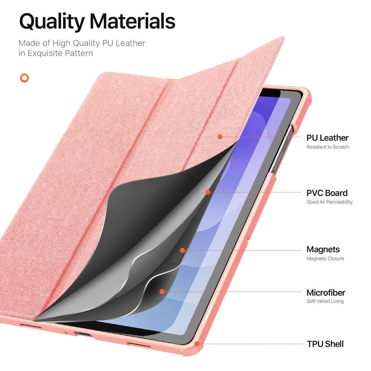 For Samsung Galaxy Tab A11+ / A9+ DUX DUCIS Domo Series Magnetic Flip Leather Tablet Case(Pink)