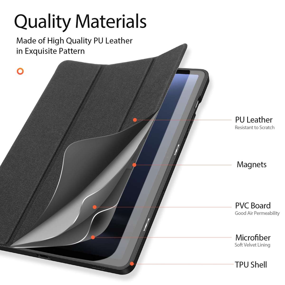 For Samsung Galaxy Tab S9 FE / S10 FE DUX DUCIS Domo Series Magnetic Flip Leather Tablet Case(Blac
