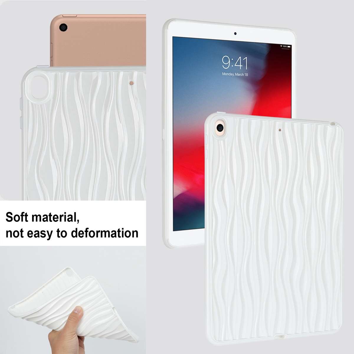 For iPad 10.5 Air 3 2019 Jelly Color Water Ripple TPU Tablet Case(White)
