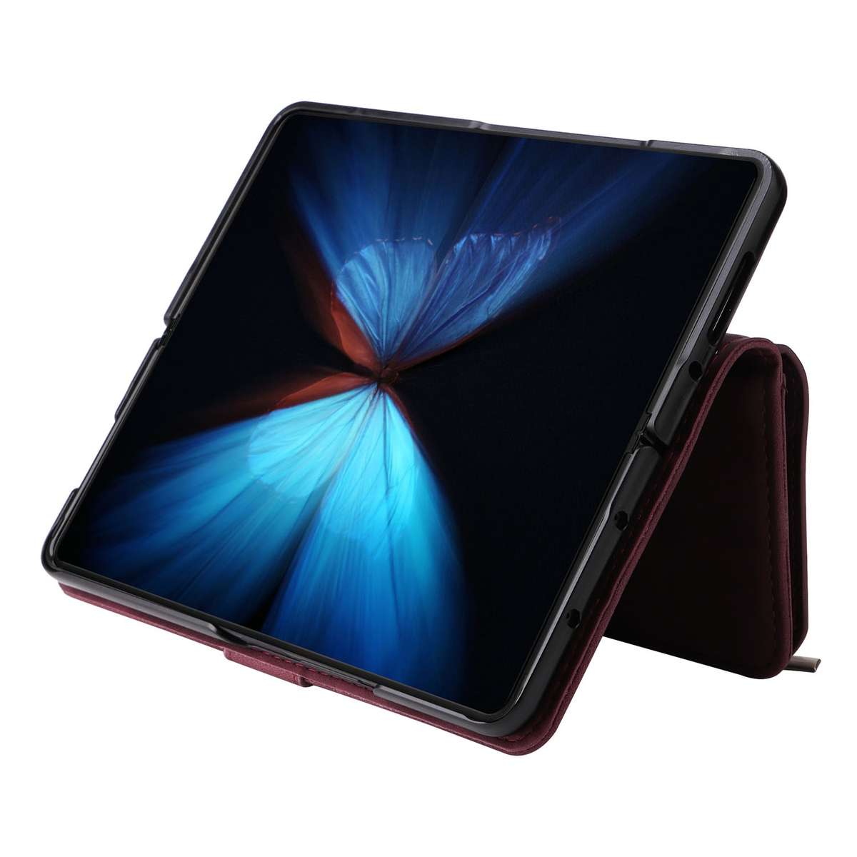 For Samsung Galaxy Z Fold4 Multifunctional Frosted Zipper Wallet Leather Phone Case(Wine Red)