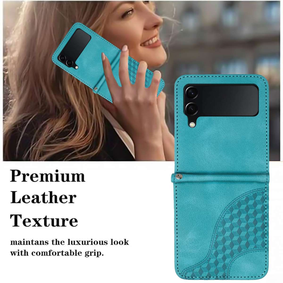 For Samsung Galaxy Z Flip4 5G YX0060 Elephant Head Embossed Phone Leather Case with Lanyard(Light