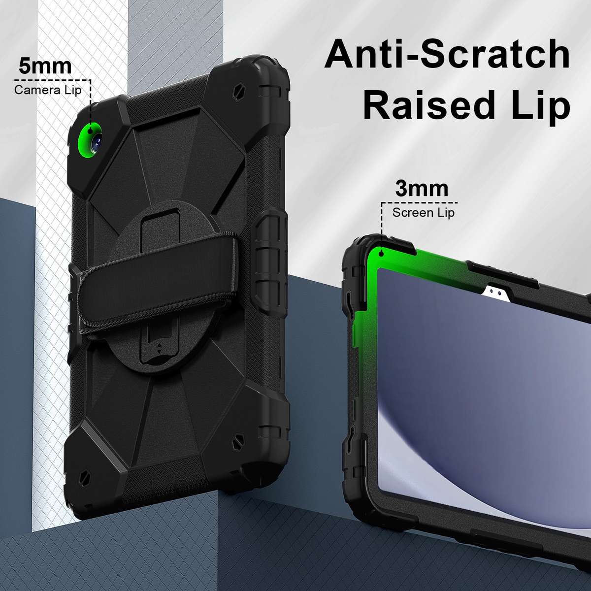For Samsung Galaxy Tab A11+ / A9+ Contrast Color Robot C2 Silicone Hybrid PC Tablet Case(Black)