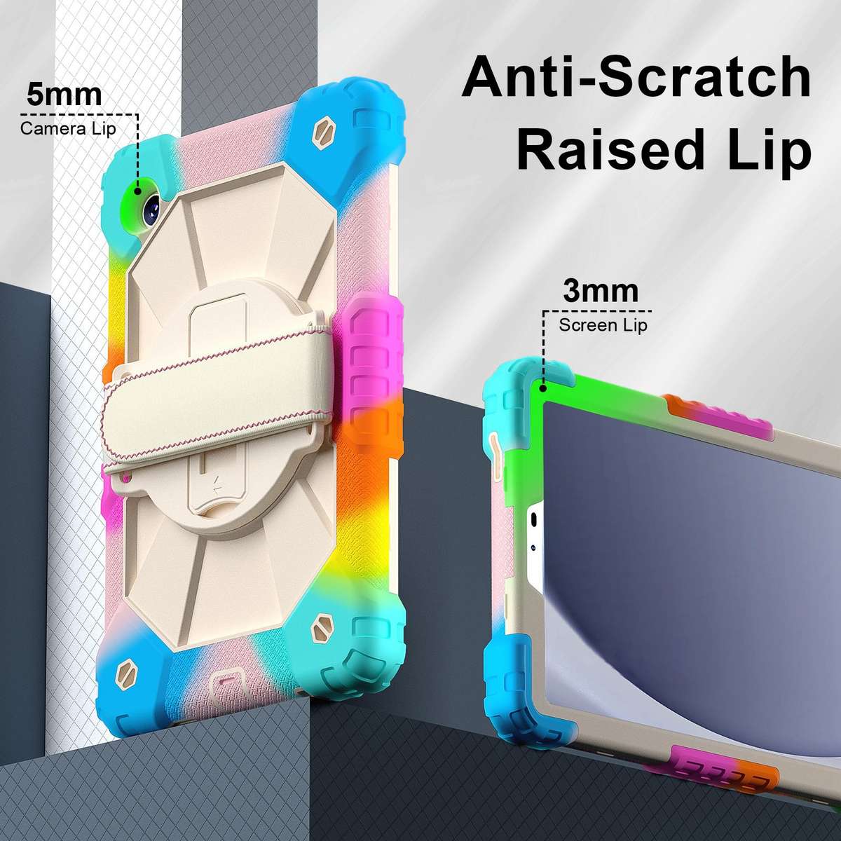 For Samsung Galaxy Tab A11 / A9 Contrast Color Robot C2 Silicone Hybrid PC Tablet Case(Colorful Bl