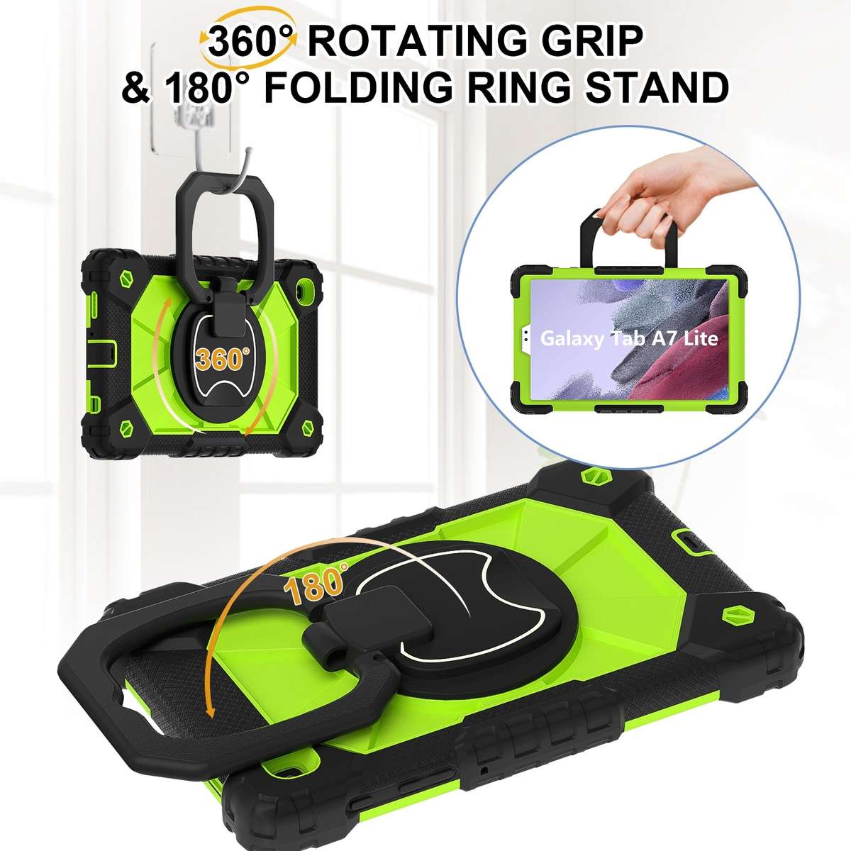 For Samsung Galaxy Tab A7 Lite 2021 Contrast Color Robot Silicone Hybrid PC Tablet Case(Black Yell