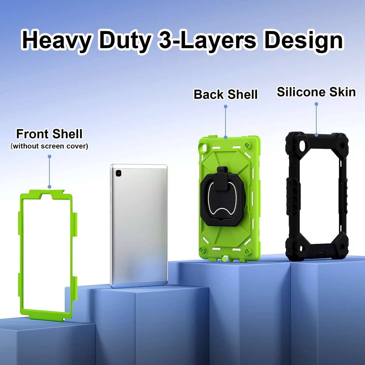 For Samsung Galaxy Tab A7 Lite 2021 Contrast Color Robot Silicone Hybrid PC Tablet Case(Black Yell