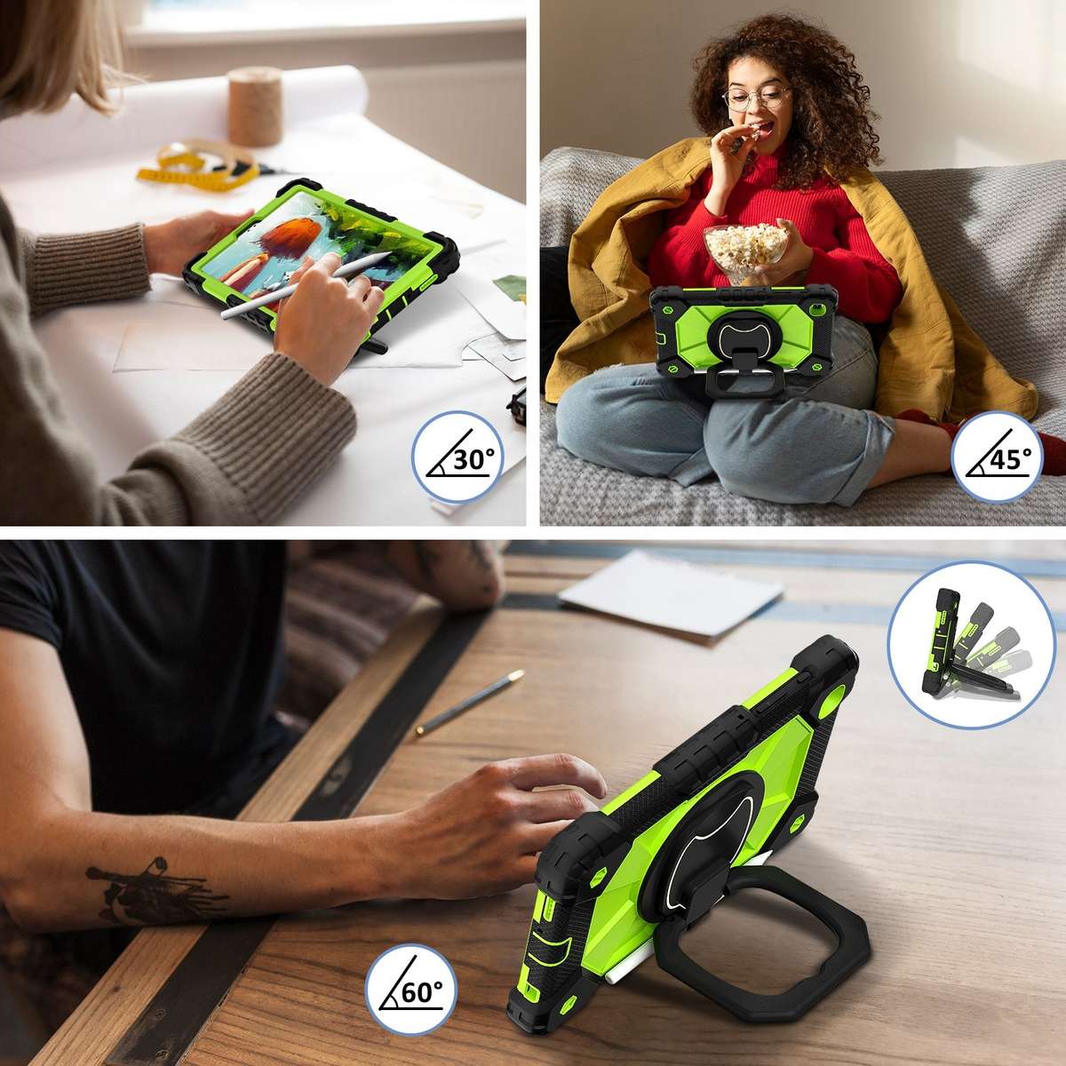 For Samsung Galaxy Tab A7 Lite 2021 Contrast Color Robot Silicone Hybrid PC Tablet Case(Black Yell