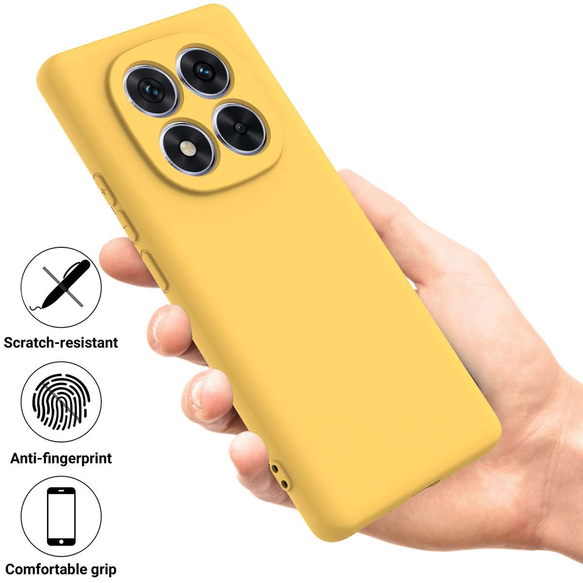 For Redmi Note 14 Pro+ 5G Solid Color Liquid Silicone Dropproof Full Coverage Phone Case(Yellow)