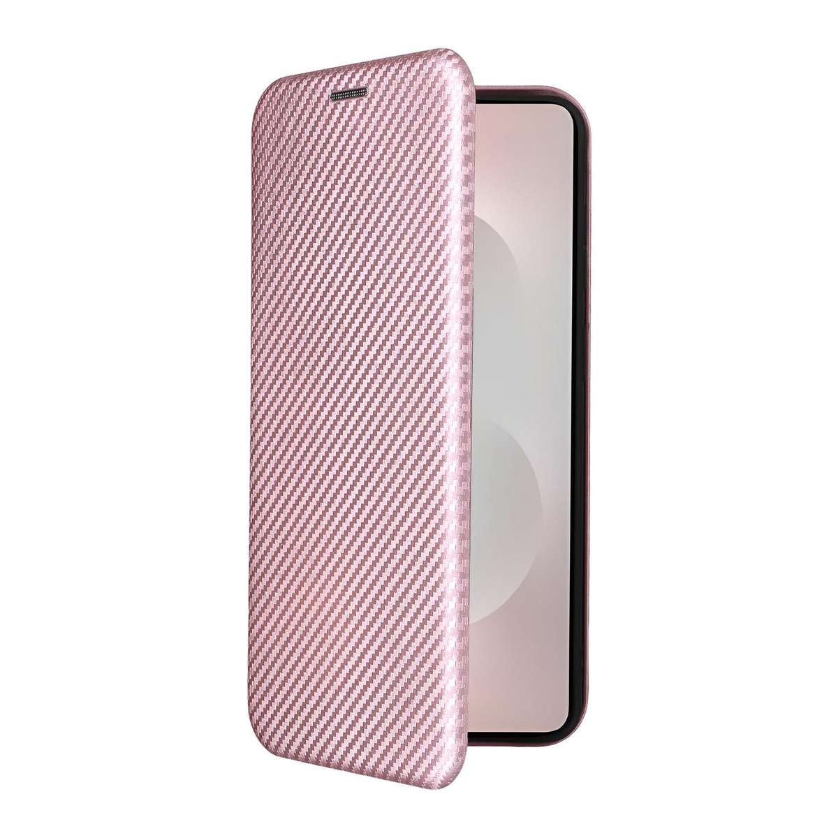 For Samsung Galaxy S26 Edge 5G Carbon Fiber Texture Flip Leather Phone Case(Pink)