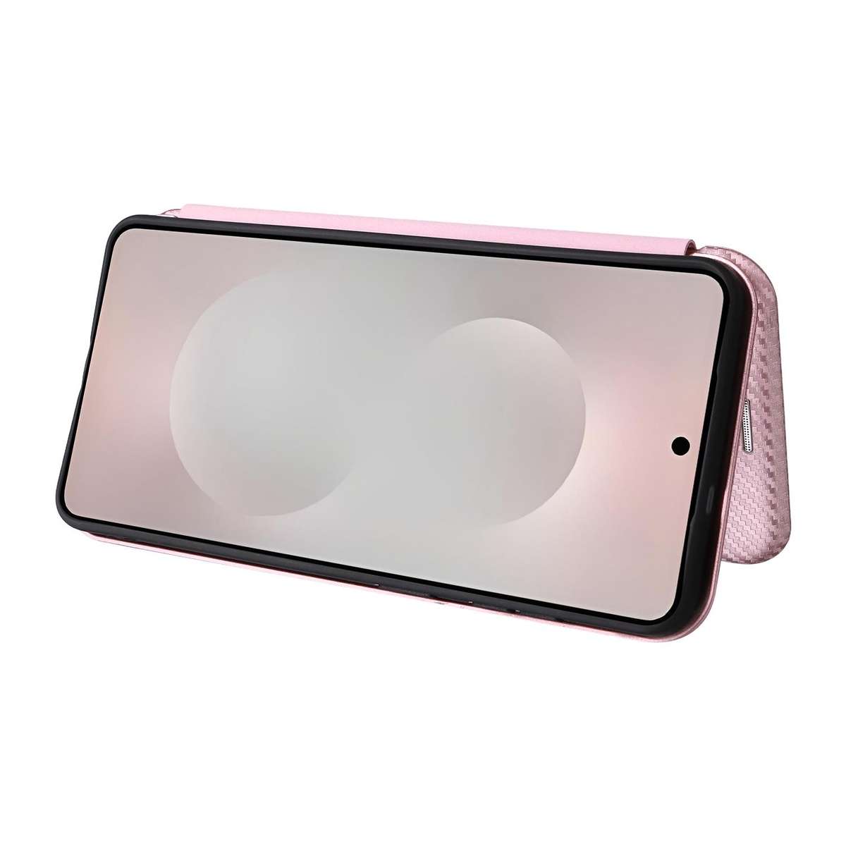 For Samsung Galaxy S26 Edge 5G Carbon Fiber Texture Flip Leather Phone Case(Pink)