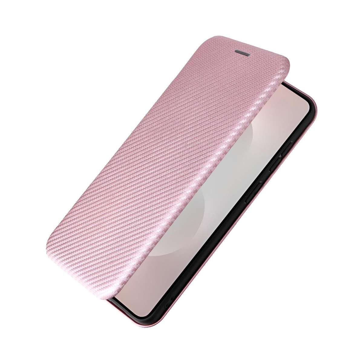 For Samsung Galaxy S26 Edge 5G Carbon Fiber Texture Flip Leather Phone Case(Pink)