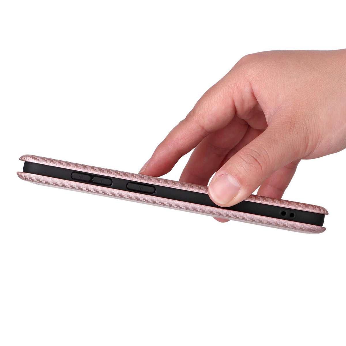 For Samsung Galaxy S26 Edge 5G Carbon Fiber Texture Flip Leather Phone Case(Pink)