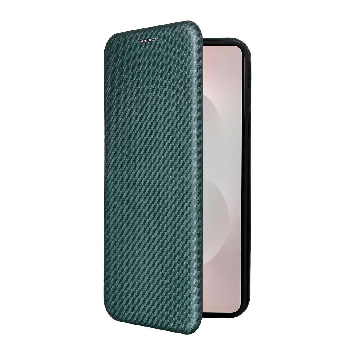 For Samsung Galaxy S26 Edge 5G Carbon Fiber Texture Flip Leather Phone Case(Green)