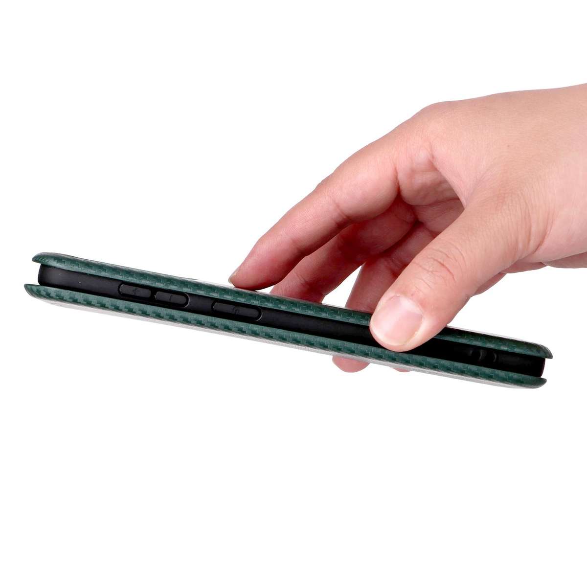 For Samsung Galaxy S26 Edge 5G Carbon Fiber Texture Flip Leather Phone Case(Green)