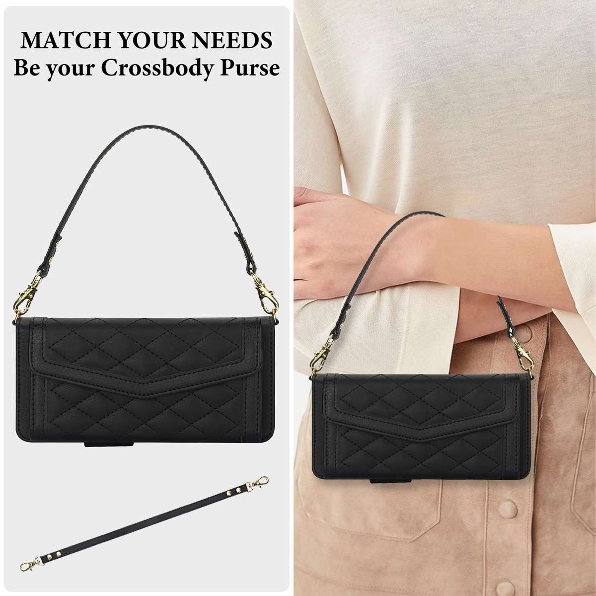 For Samsung Galaxy Z Fold4 Splicing Rhombic Texture Card Holder Phone Case with Lanyard, Not Inclu